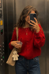 Cropped Knit Button Cardigan