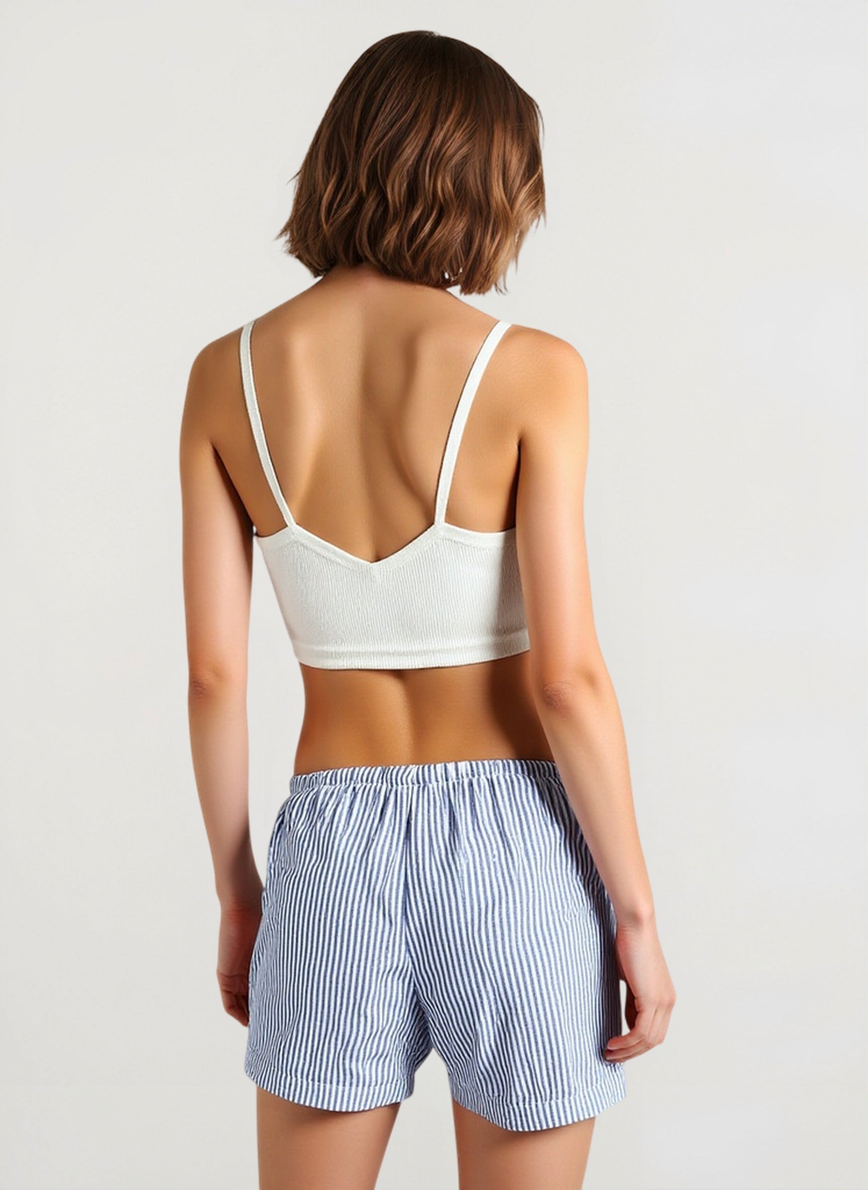 Chic Stripe Elastic Tie Casual Shorts