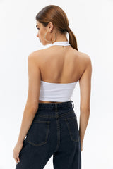 Drawstring Ruched Backless Crop Top
