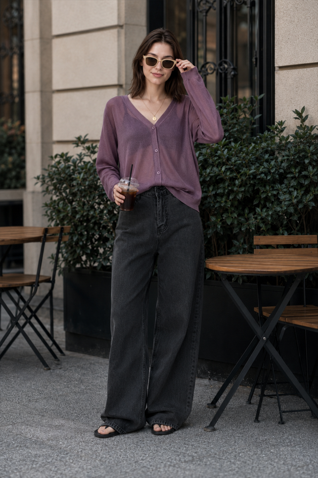 V-Neck Lightweight Knit Cardigan