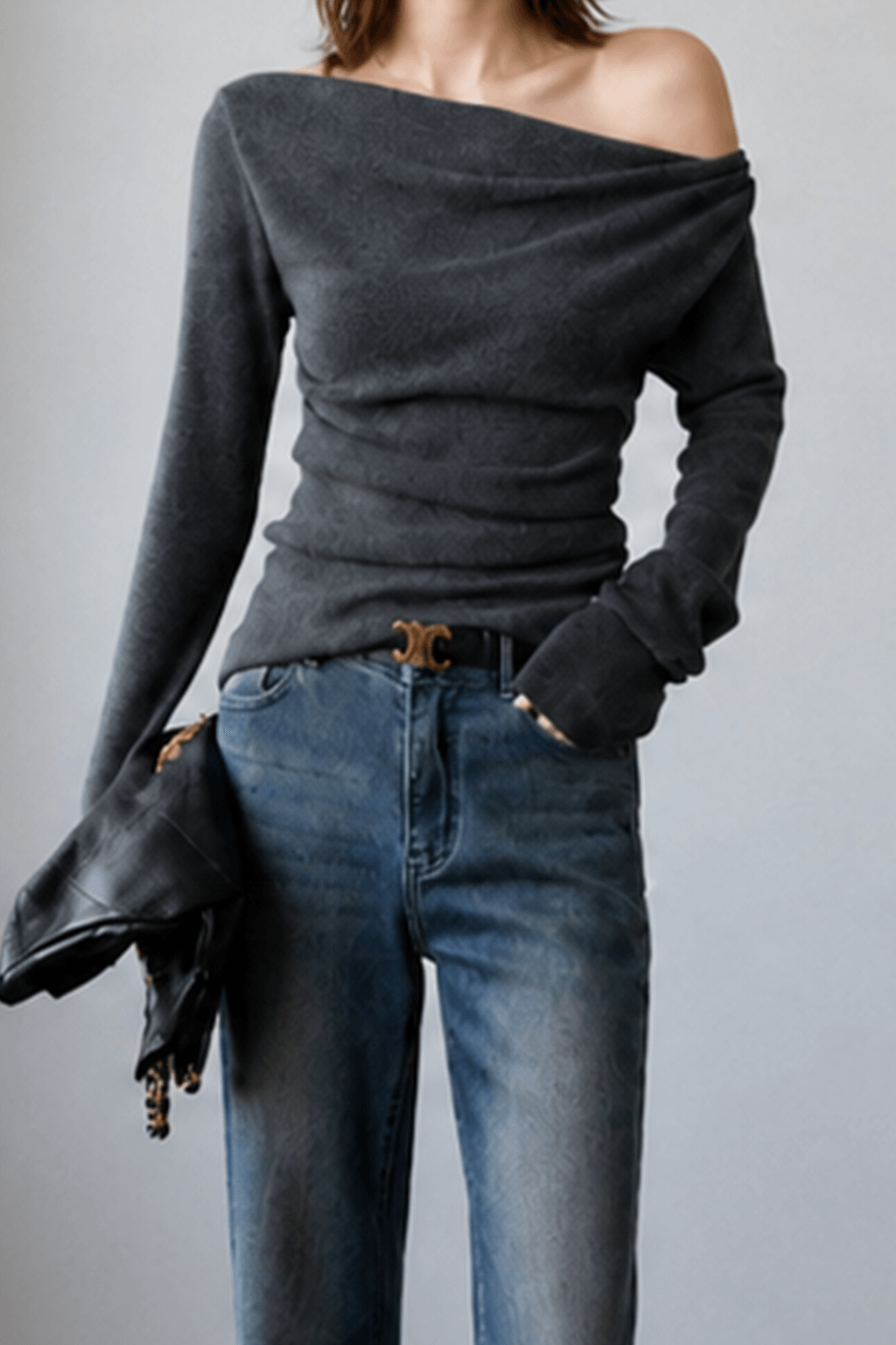 Chic Off Shoulder Fitted Knit Top