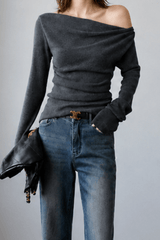 Chic Off Shoulder Fitted Knit Top