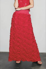 Floral Applique Evening Maxi Skirt