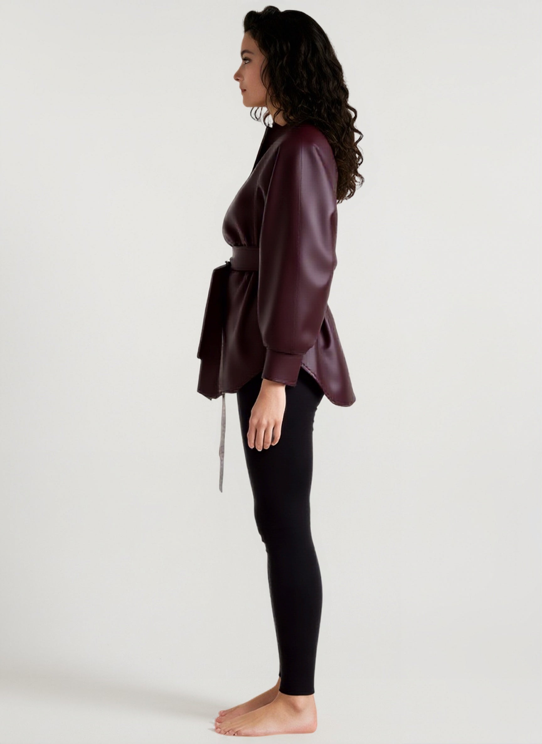 Stand Collar Trench Leather Jacket