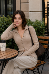 Solid Color Retro Knit Blouse