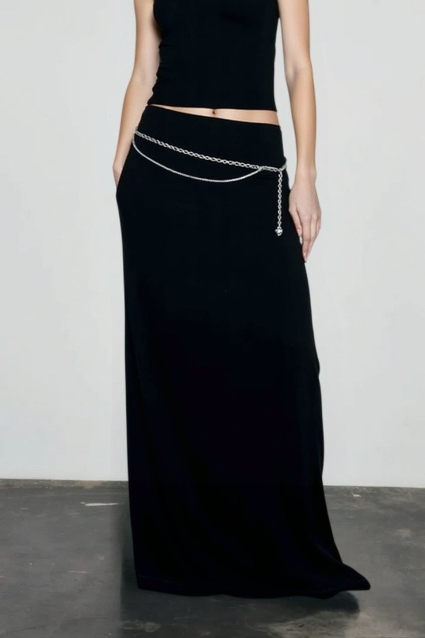 American Retro Solid Color Draped Skirt