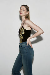 Glitter Floral Going Out Cami Top