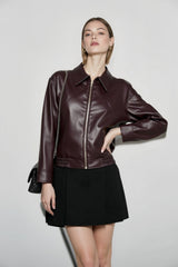 Vintage Notch Lapel Leather Jacket