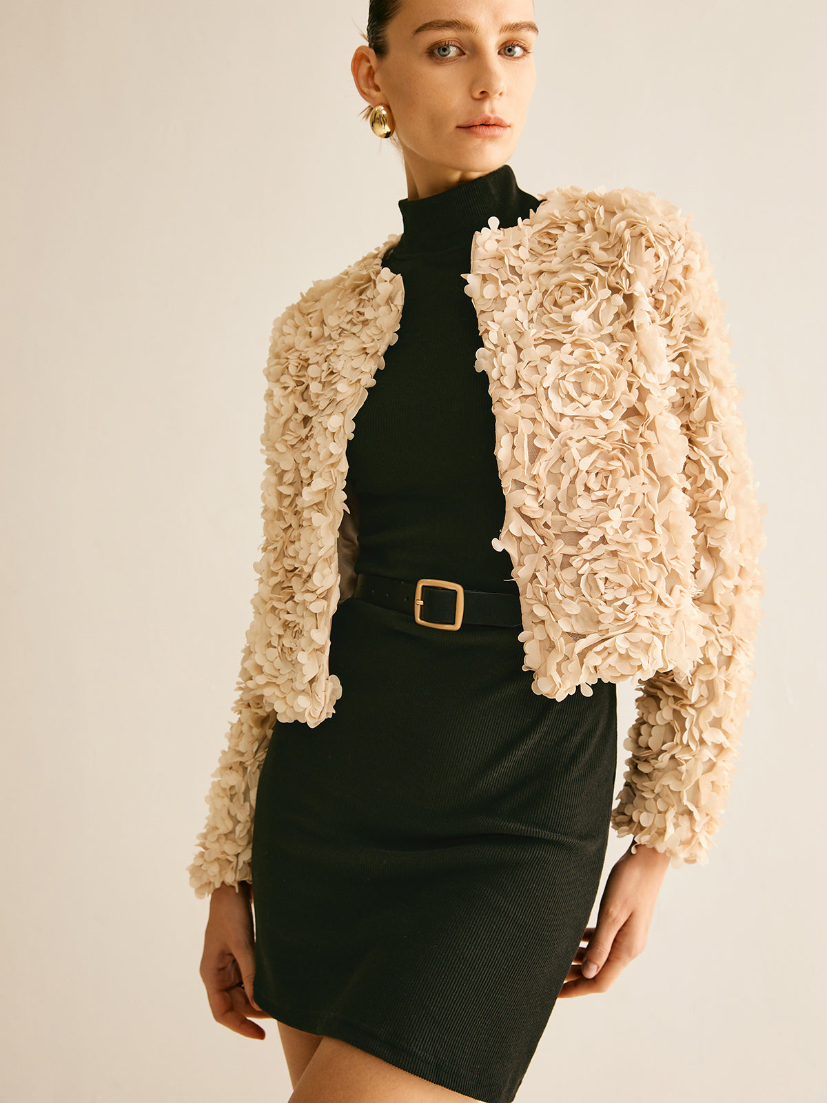 Flower Crew Neck Blazer