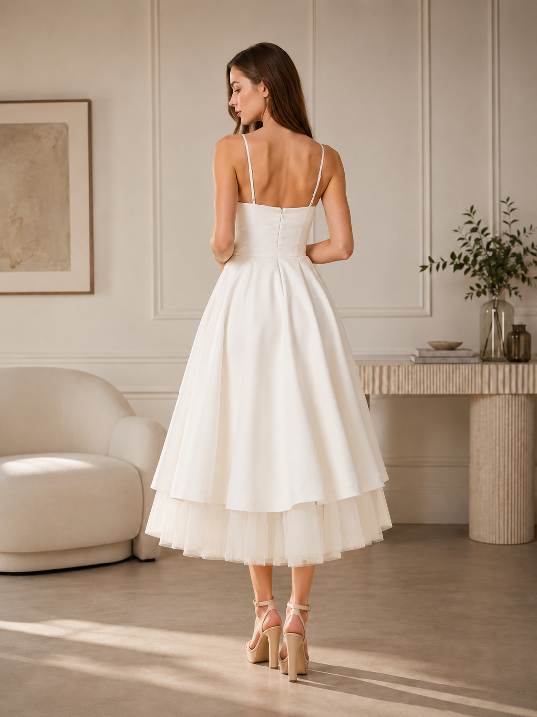 Maxi V-Neck Puff Party Dress