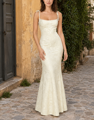 Solid Sash Backless Mermaid Formal Dress