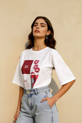 Abstract Print Slouchy T-shirts