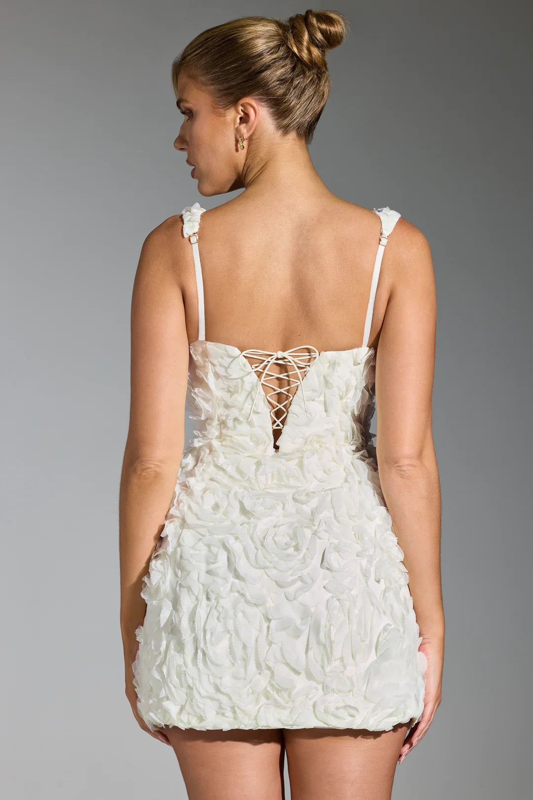 Floral-Appliqué Corset Mini Dress