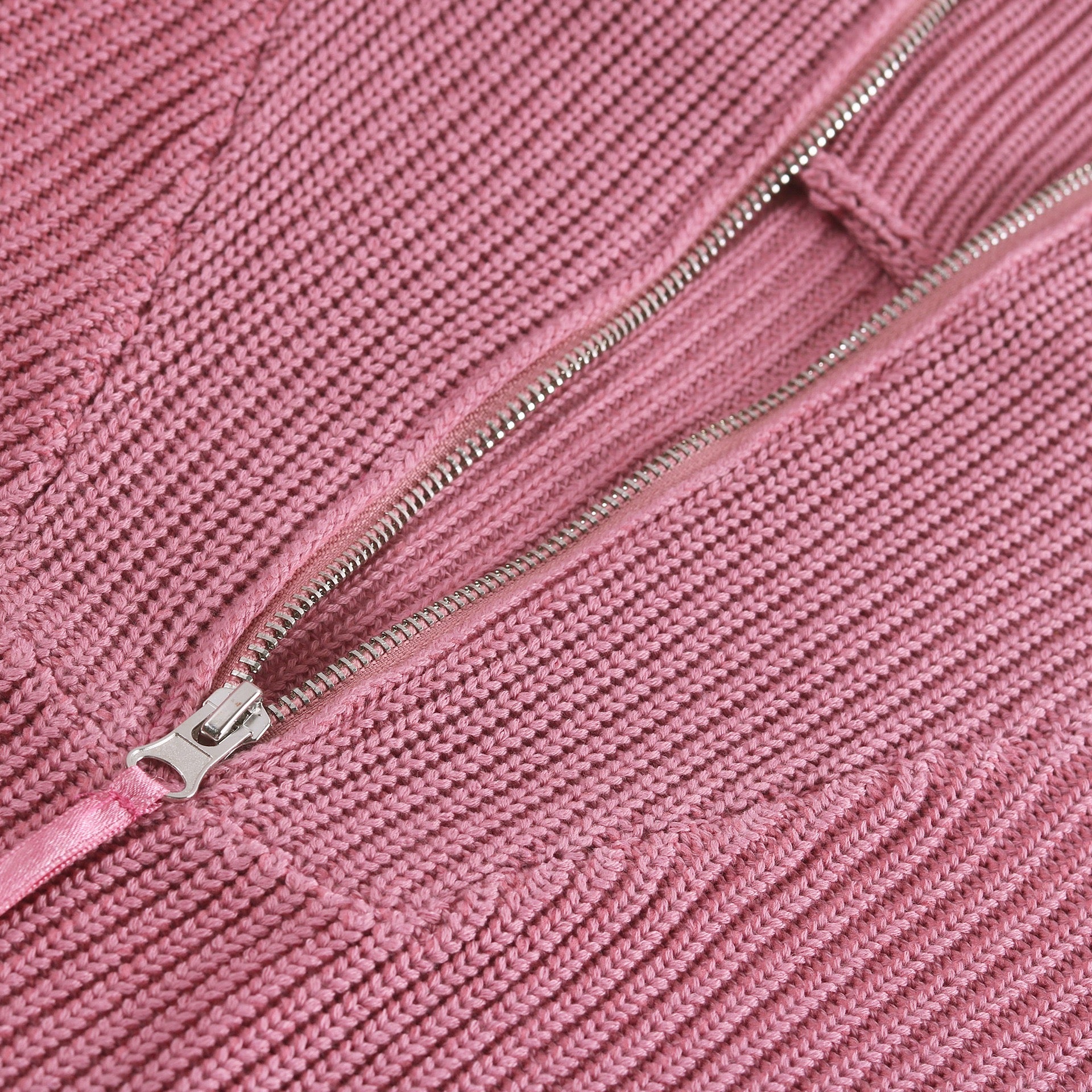 Wide Collar Half Zip Long Sleeve Sweater