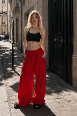 Embroidered Cargo Street Straight Leg Pants