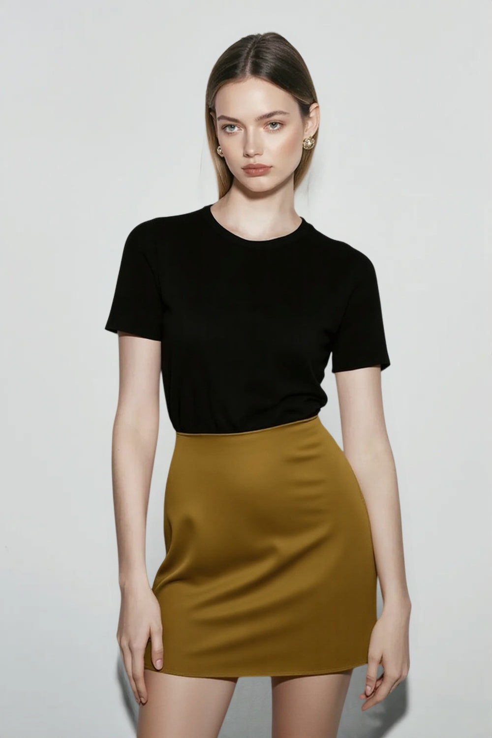 Satin Bias Cut A Line Mini Skirt