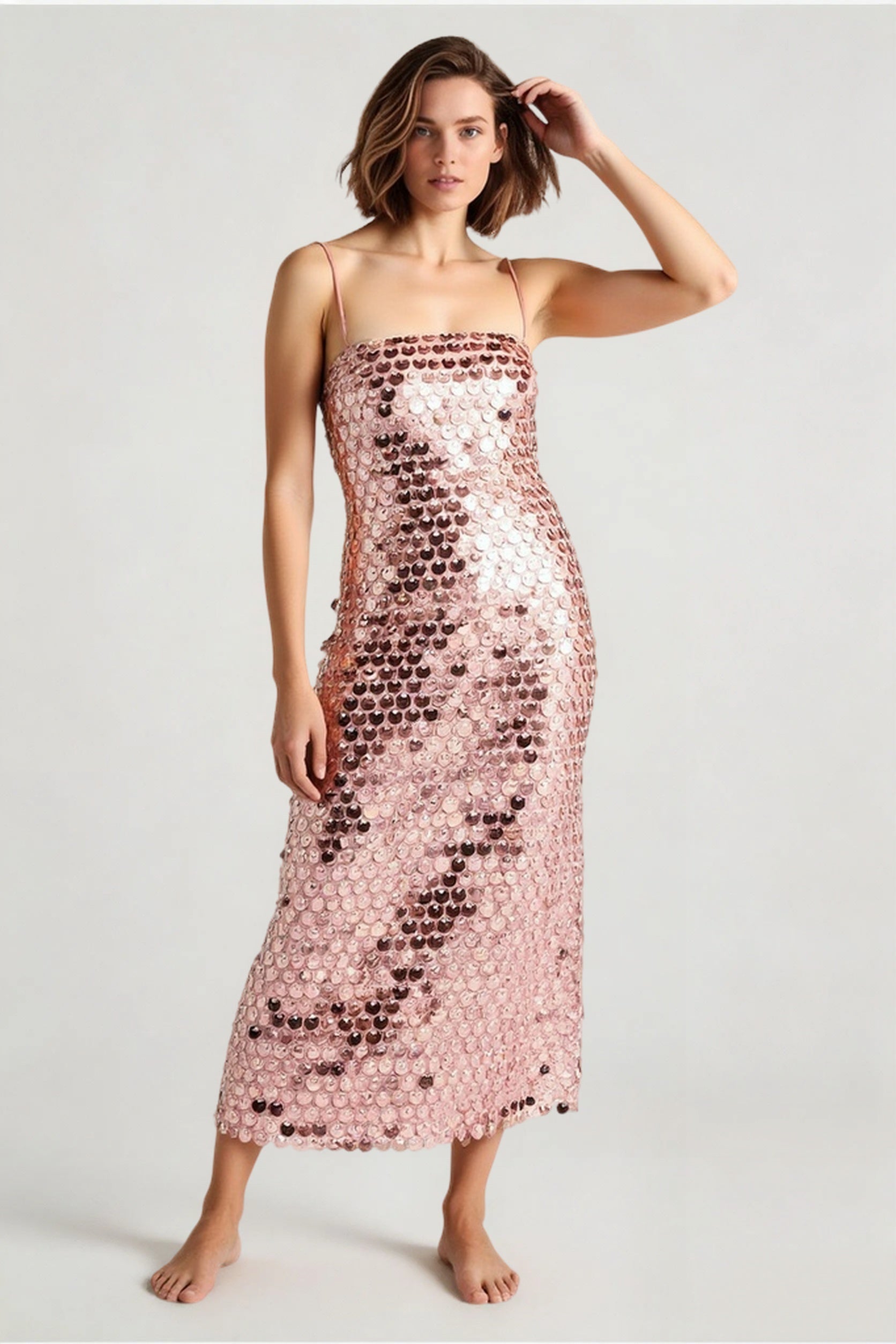 Spicy Girl Beaded Irregular Midi Dress