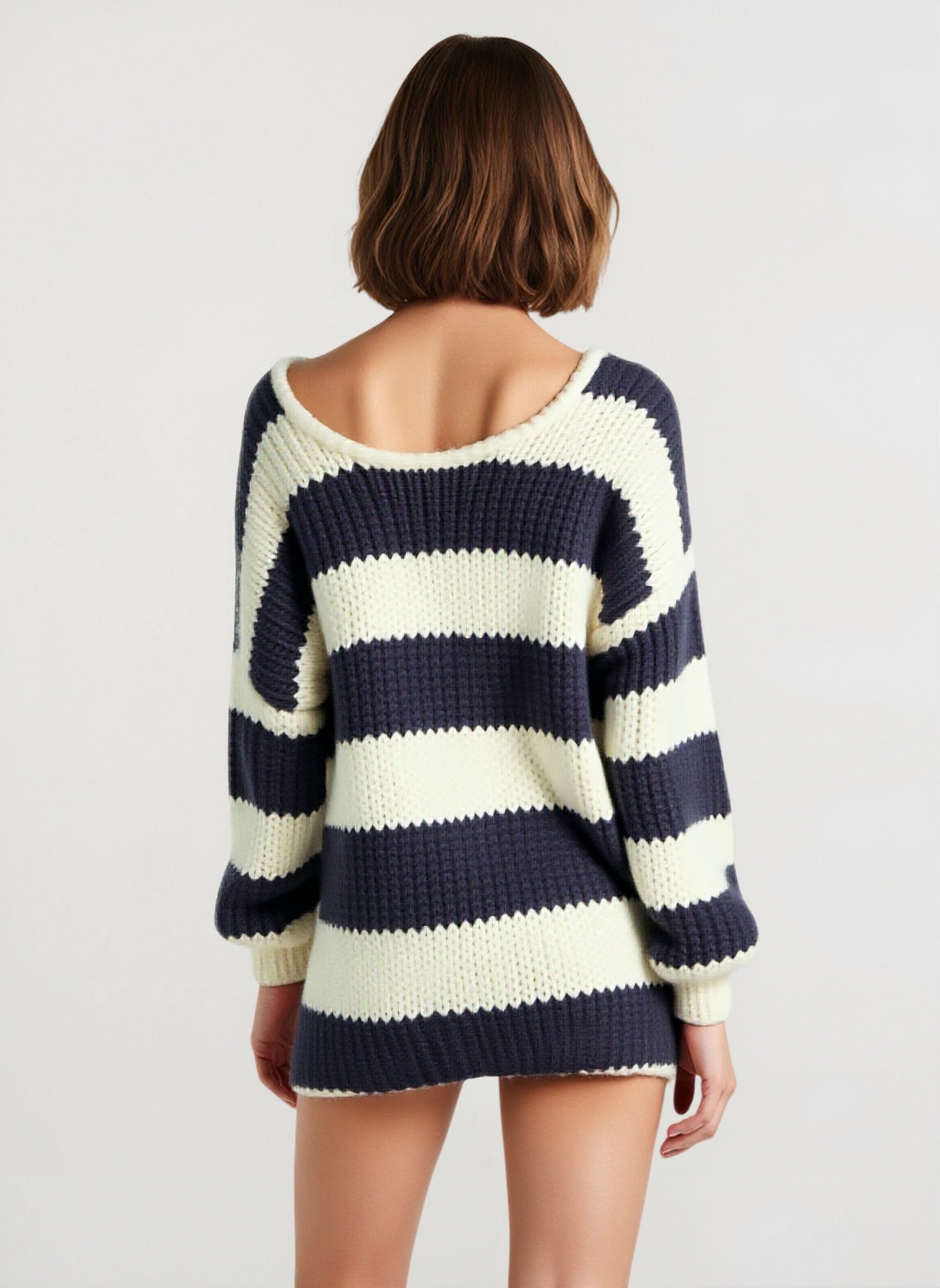 Casual Loose Off-Shoulder Striped Sweet Sweater