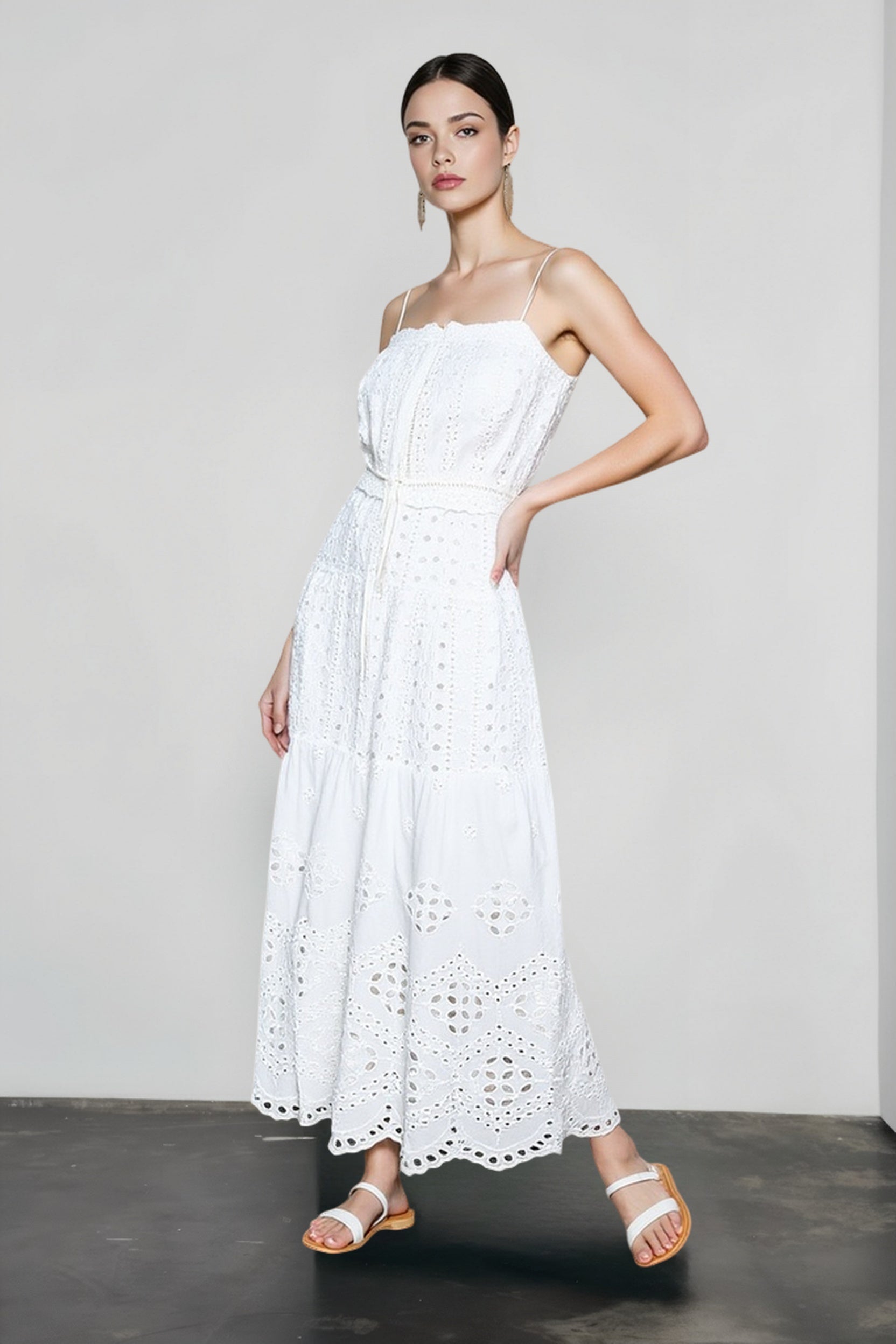 Hollow Out White Flowy Vacation Skirt