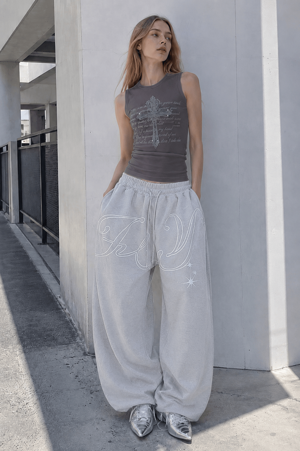 Vintage Hip Hop Graphic Baggy Straight Pants