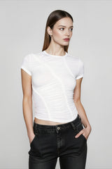 Shirred Crop Fitted T-shirts