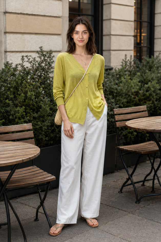 V-Neck Lightweight Knit Cardigan