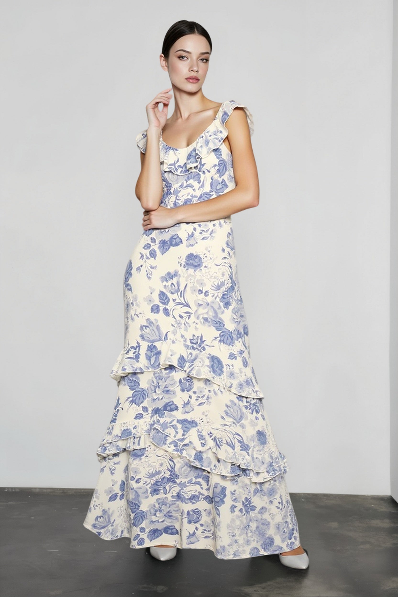 Elegant Ruffle Floral Dress