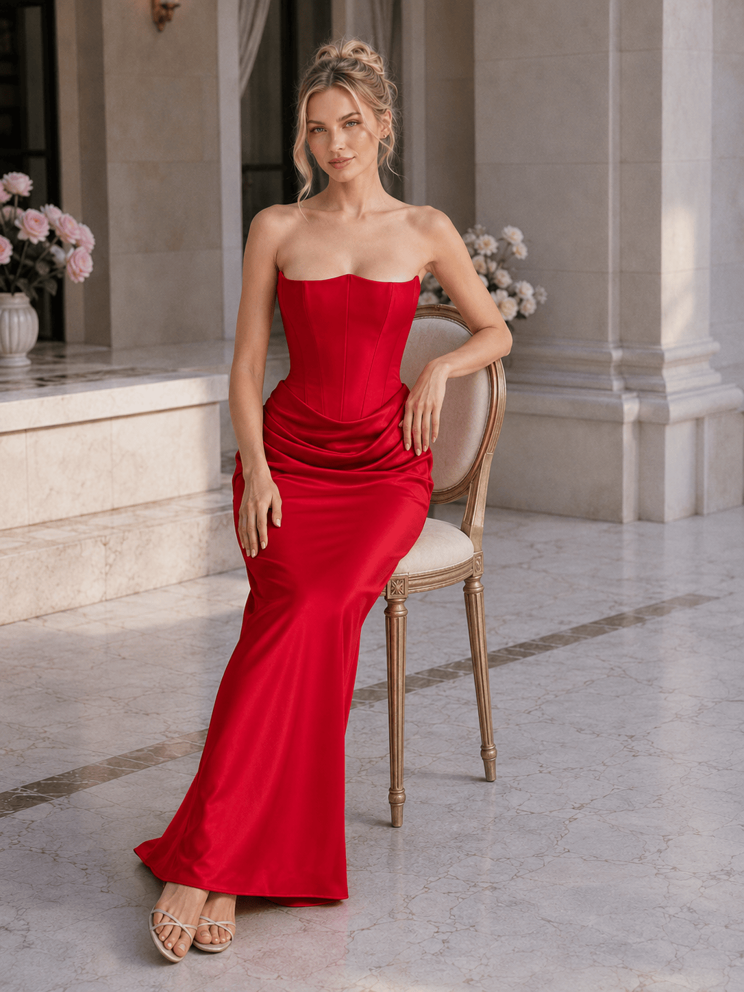 Strapless Boned Corset Bodycon Maxi Dress