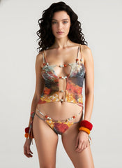 Print Bikini Set with Skirt