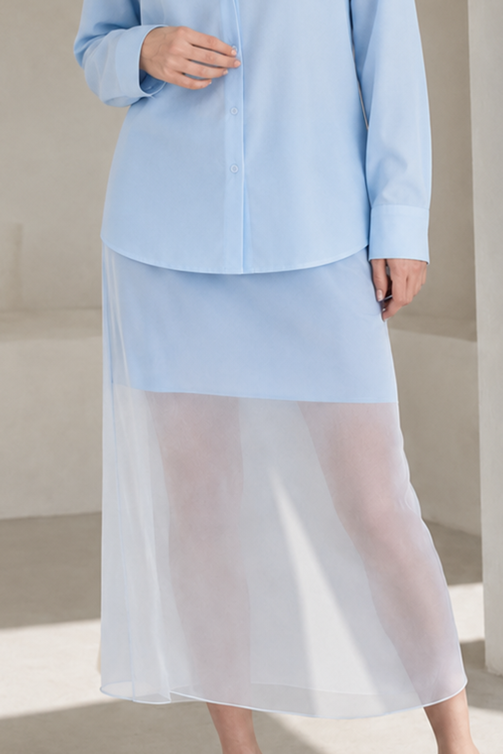 Sheer High Waist Midi Skirt