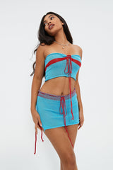 Tie Front Crop Top & Knitted Skirt Set