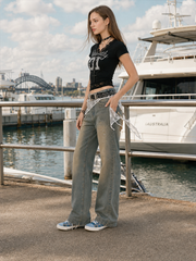 Lace Patchwork Cropped Slim T-shirt