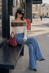 Sexy Asymmetric Fuzzy Off Shoulder Long Sleeve Tee