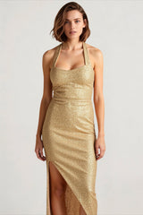 Sequin High-Slit Party Dress