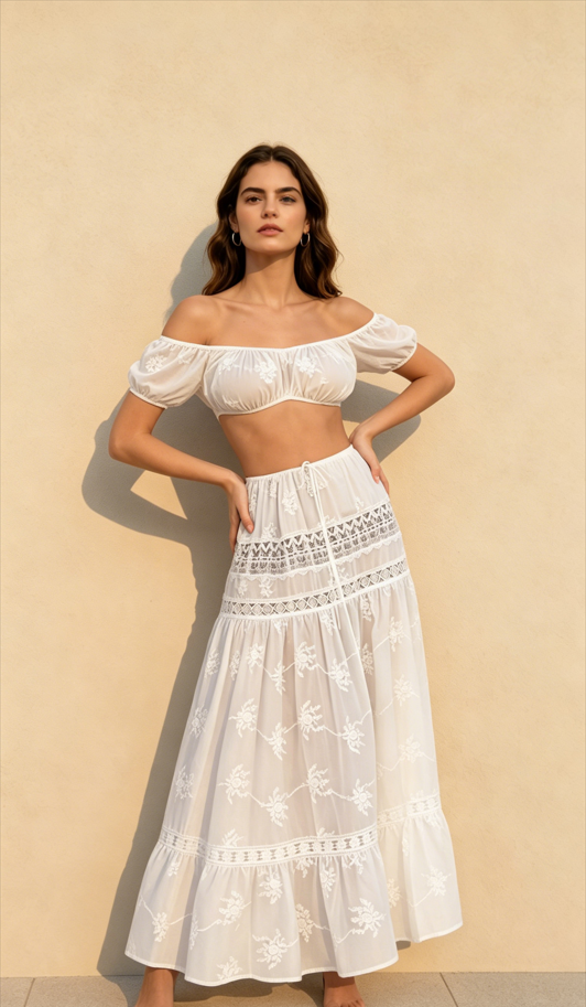 Pure Desire Crop Camisole High - Waist Skirt Set