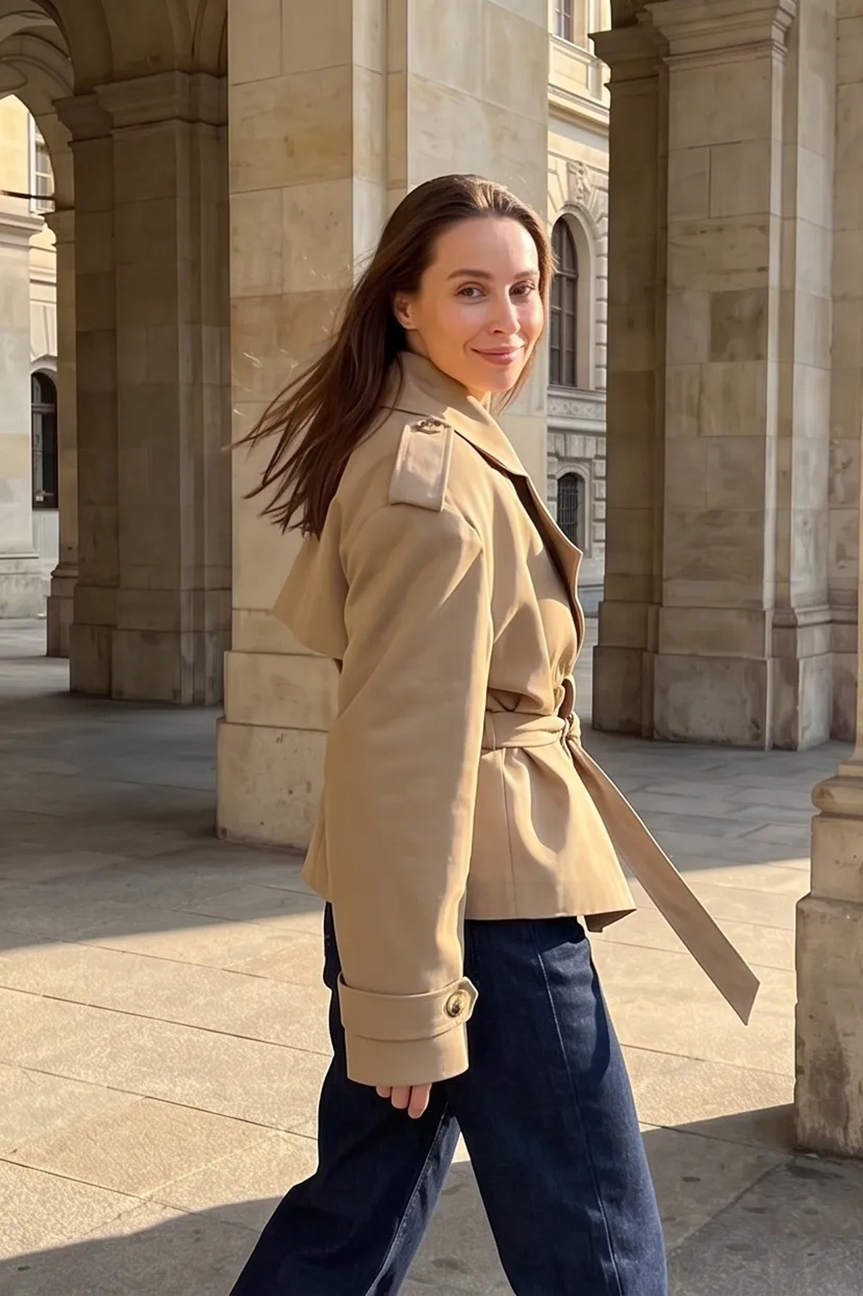 Fashionable Belted Trench Jacket
