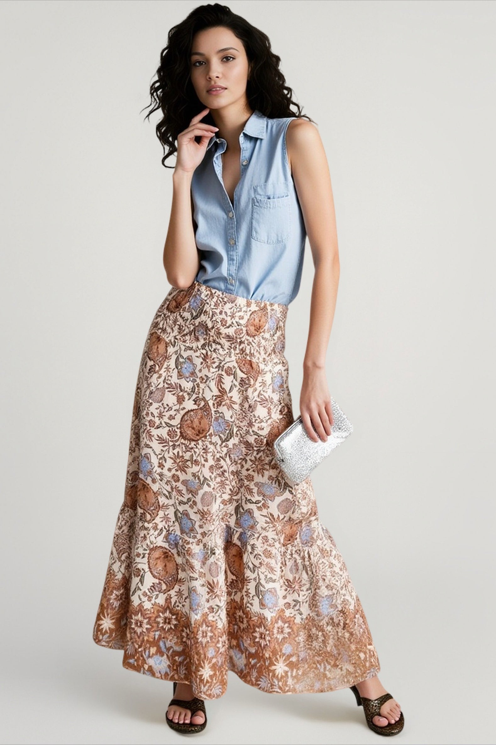 Elegant Print Boho Vacation Skirt
