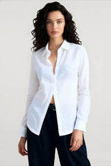 Linen Sheer Button Down Blouse