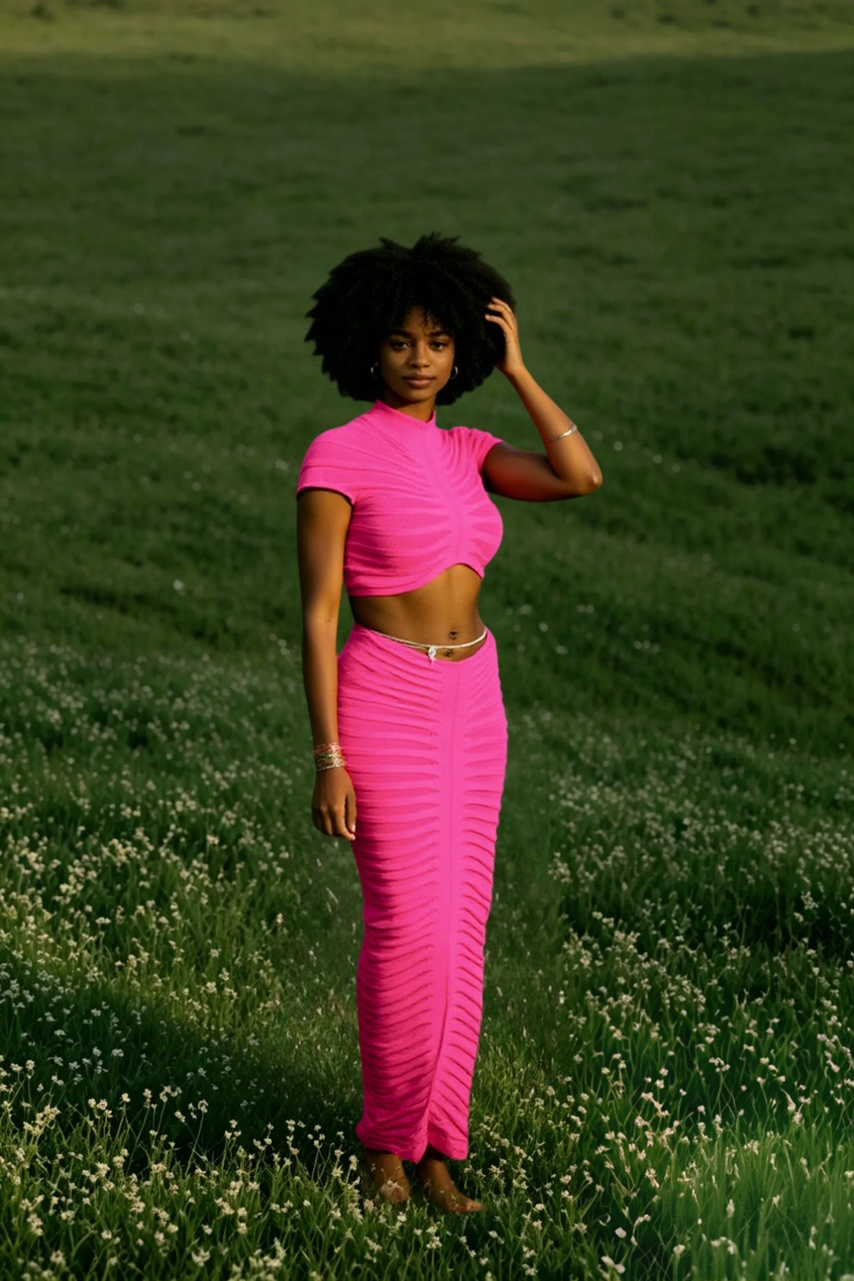 Knitted Crop Top Hollow Out Design Two Piece Shorts Set