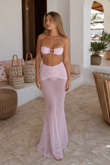 Solid Long Skirt Three Piece Swimsuit