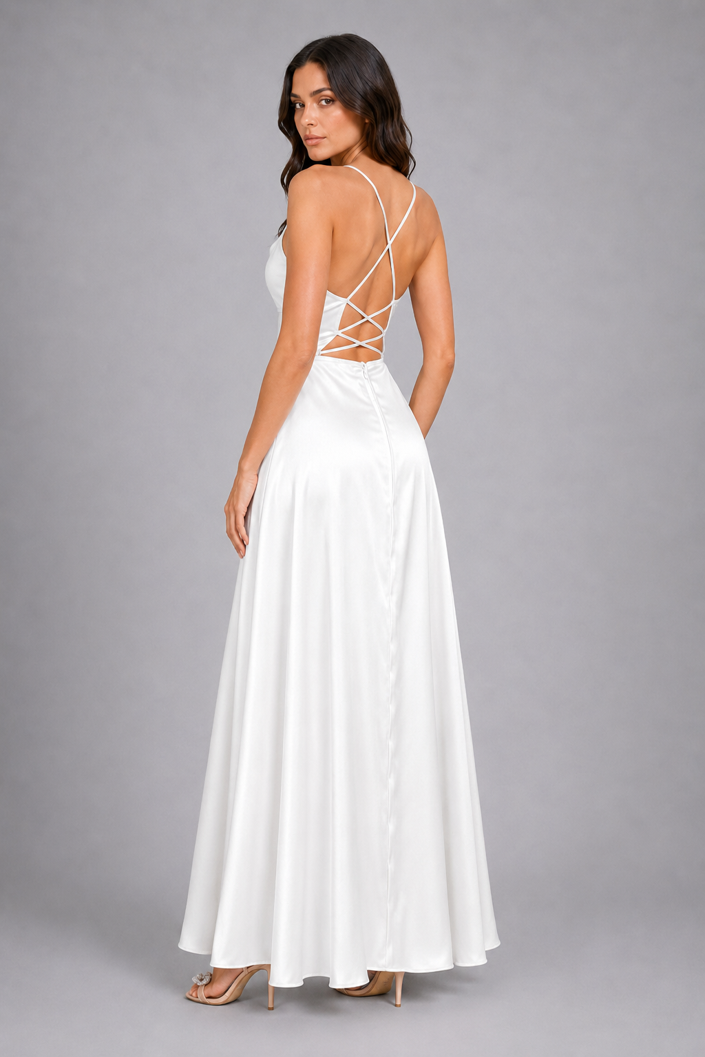Elegant Spaghetti Strap Ruched Formal Dress
