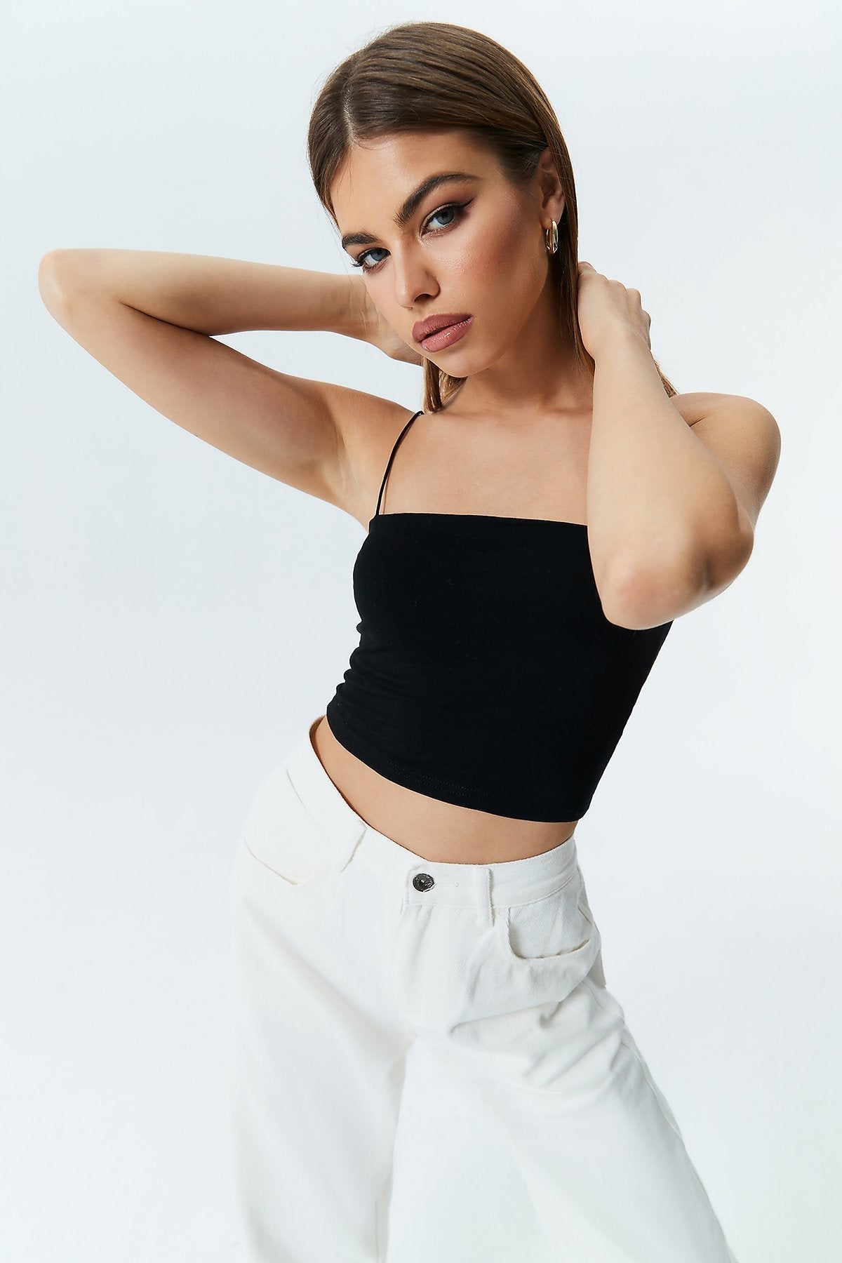 Solid Backless Cami Crop Tank Top