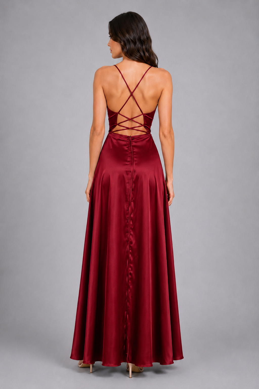 Elegant Spaghetti Strap Ruched Formal Dress