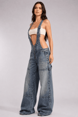 Low Rise Wide Leg Overall Jeans