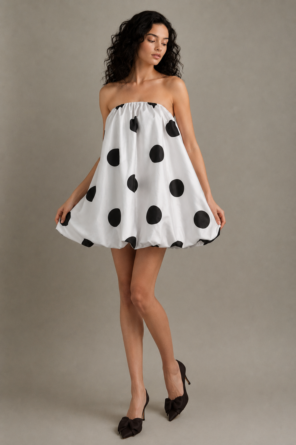 Sexy Polka Dot Strapless Bodycon Mini Dress