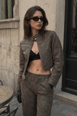 Vintage Stand Collar Suede Jacket