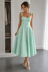 Jacquard Spaghetti Strap Cocktail Dress