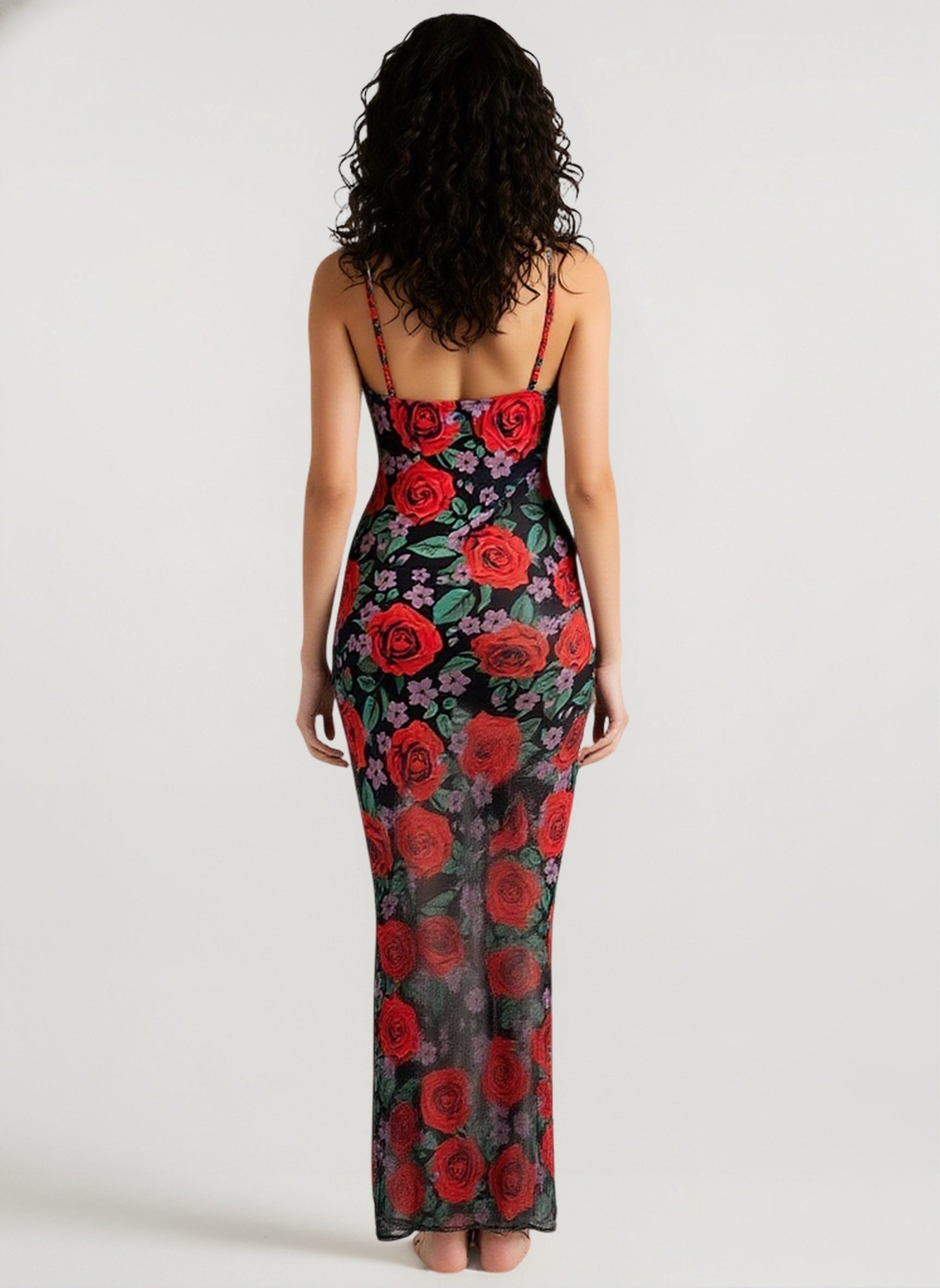Printed V Neck Slim Fit Vacation Dress