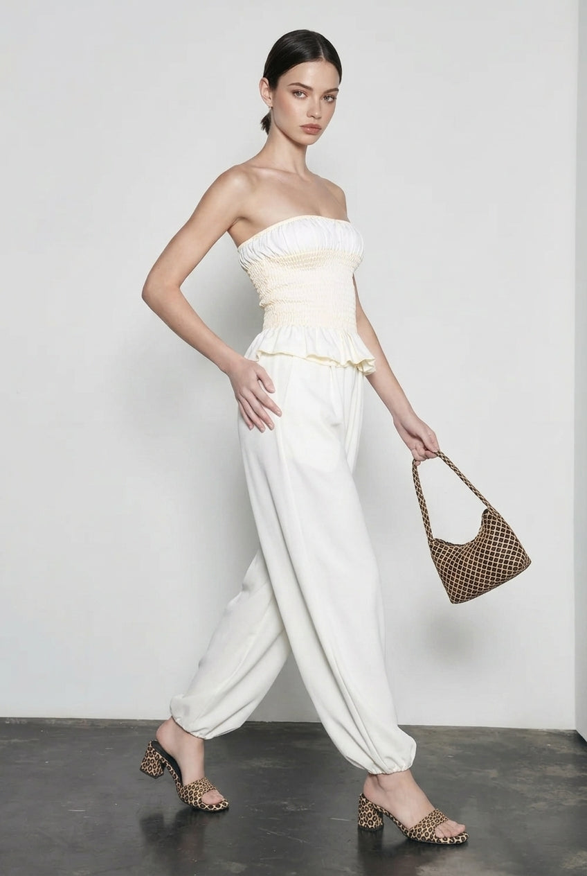 Ruched Strapless Crop Vacation Set