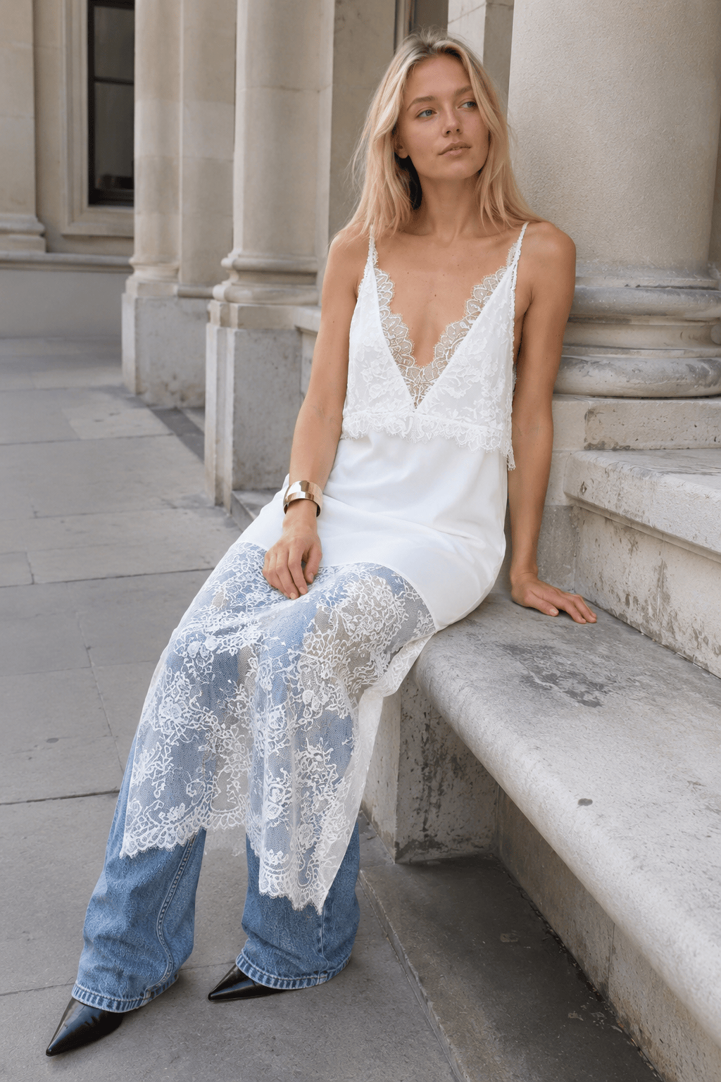 Sexy Lace V Neck Elegant Midi Blouse
